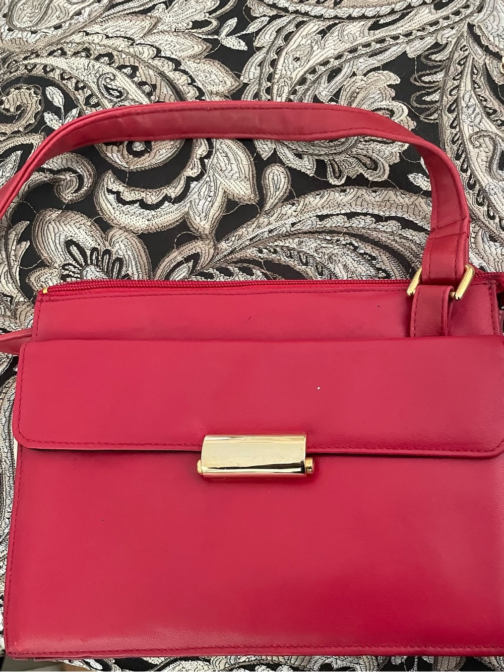 Vintage Diamicci Red  Leather CrossBody Clutch Set